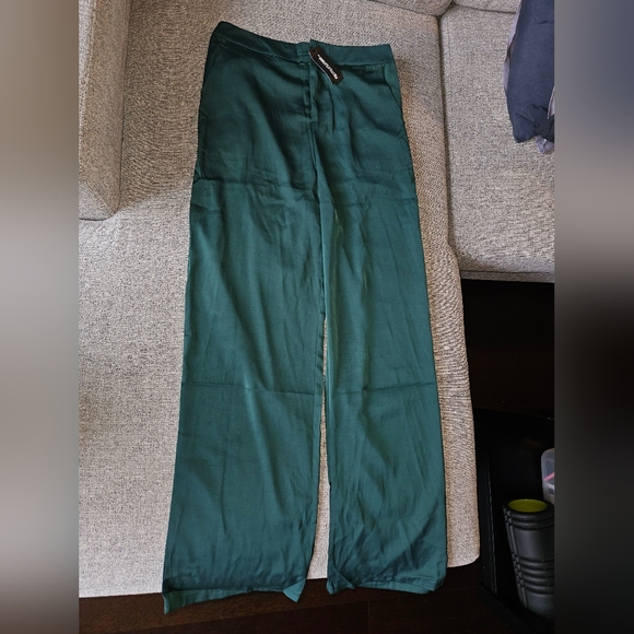 Forest Green Satin High Waist Wide Leg Pants - Picture 11 of 11